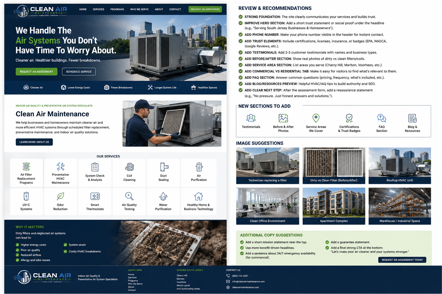 Clean Air Maintenance — South Jersey site review and assessment